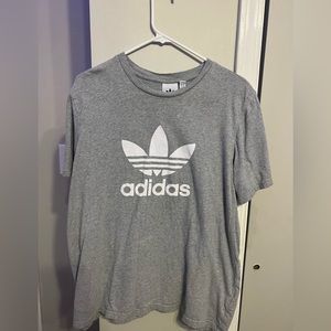 Adidas grey w/ white logo t-shirt size L